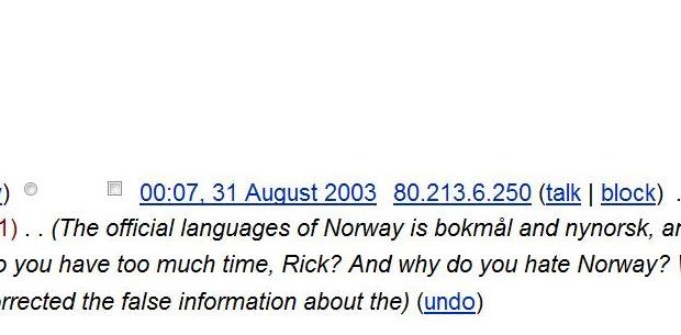Skjermskudd fra wikipedia