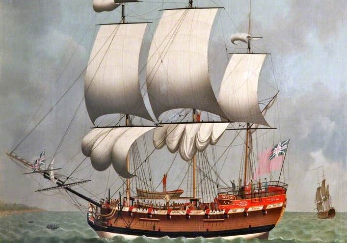 4. «A Liverpool Slave Ship» av William Jackson, ca. 1780. Kilde: Wikimedia Commons.