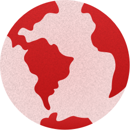Rødt ikon som viser jordkloden