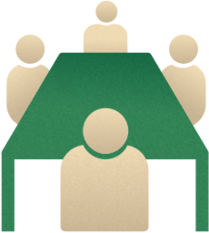 Grønt ikon med personer rundt et bord